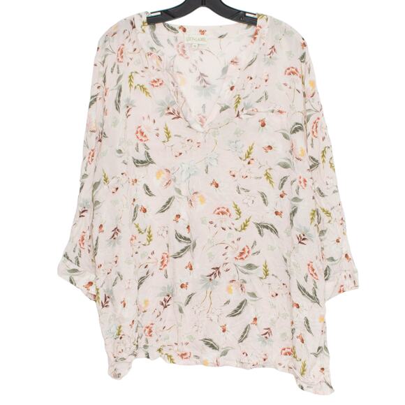 Lucy & Laurel Top Floral 3/4 Sleeve Boho Cottage Romantic Feminine Pink 3X GQ - Picture 6 of 6